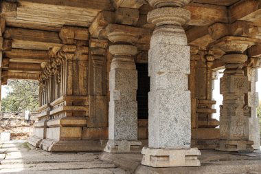 Hampi, Karnataka, Hindistan ve Asya 'daki Varaha tapınağının içi.