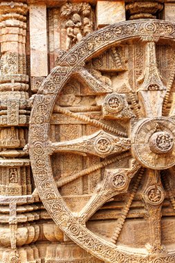 Big stone wheel of the Sun temple in Konark, Odisha, India, Asia clipart