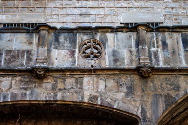 Detail of the gothic hospital Sant Pau in Barrio Gotico in Barcelona, Catalonia, Spain, Europe