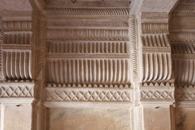 Man Singh ya da Man Mandir Sarayı 'nın Süslü İç mimarisi, Gwalior Kalesi, Madhya Pradesh, Hindistan, Asya