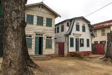 Eski ahşap evler, Paramaribo 'nun tarihi merkezi, Surinam, Güney Amerika