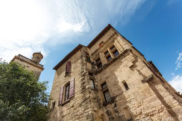 stock image Old medieval houses in the old city of Uzes, Provence, France, Europe