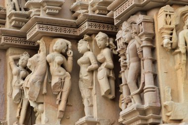Khajuraho 'daki Javari tapınağının dışı, Madhya Pradesh, Hindistan, Asya
