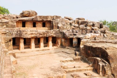 Bhubaneswar 'daki Udaigiri Mağaraları, Odisha, Hindistan, Asya
