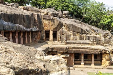 Bhubaneswar 'daki Udaigiri Mağaraları, Odisha, Hindistan, Asya