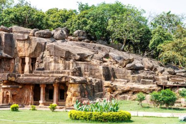 Bhubaneswar 'daki Udaigiri Mağaraları, Odisha, Hindistan, Asya