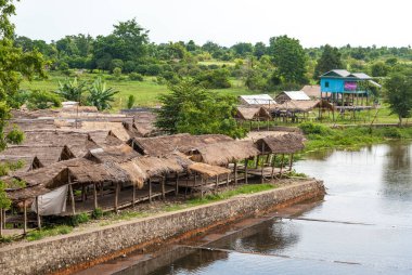 View of the village at lake Kampong Poy, Cambodia, Asia, clipart