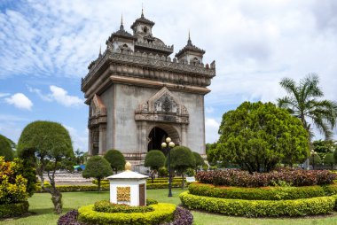 Vientiane 'deki Patuxai Zafer Kapısı Laos, Asya