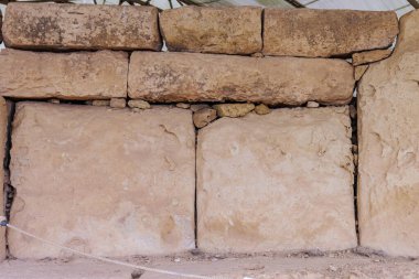 Antik tapınağın dış duvarı Hagar Qim, Malta, Avrupa