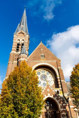 Culemborg, Gelderland, Hollanda, Avrupa 'daki Sint-Barbarakerk Kilisesi cephesi