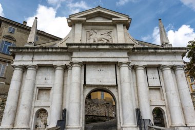 San Giacomo Gate (porta San Giacomo) in Bergamo, Lombardy, Italy, Europe clipart