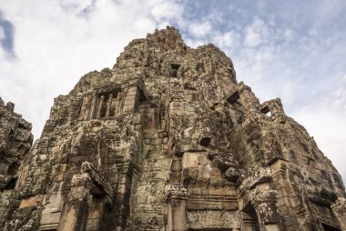 Dev yüzlü Bayon Tapınağı 'nın dışı Angkor Thom, Angkor, Kamboçya, Asya