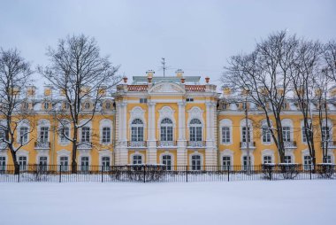 Peterhof Sarayı 'nın kışın yüzü, St Petersburg, Rusya, Avrupa