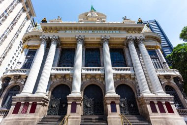 Rio de Janeiro, Brezilya, Güney Amerika 'daki Theatro Municipal' in (Belediye Tiyatrosu) dışı