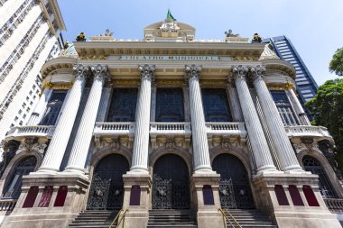 Rio de Janeiro, Brezilya, Güney Amerika 'daki Theatro Municipal' in (Belediye Tiyatrosu) dışı