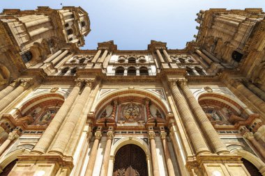 Malaga Katedrali 'nin dışı' La Manquita 'Malaga, Endülüs, İspanya, Avrupa