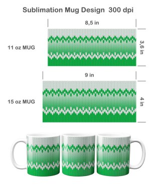 Realistic knitted ombre pattern. Sublimation template for 11 oz and 15 oz coffee mug. Sublimation illustration. clipart