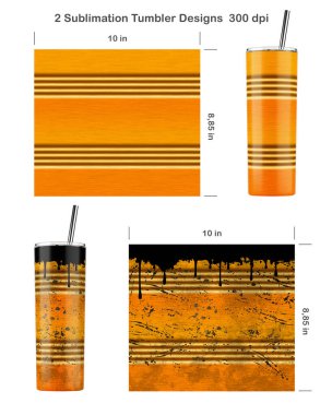 Set of 2 Oil Drum patterns. Clean and Dirty style. Seamless sublimation template for 20 oz skinny tumbler. Sublimation illustration. Seamless from edge to edge. Full tumbler wrap. clipart