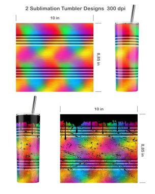 Set of 2 Oil Drum patterns. Clean and Dirty style. Seamless sublimation template for 20 oz skinny tumbler. Sublimation illustration. Seamless from edge to edge. Full tumbler wrap. clipart