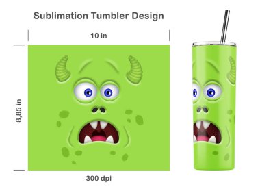 Komik Canavar Surat. 20 ons Sıska Tumbler için kusursuz süblimleşme şablonu. Bir uçtan bir uca kusursuz. Tam taklacı paketi.
