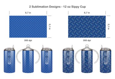 Set of 2 Diamond metal plate designs. Seamless sublimation template for 12 oz Kids Sippy Cup. Seamless from edge to edge. Full cup wrap. clipart