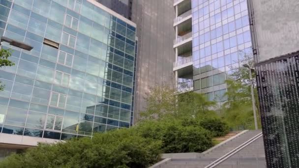 Manhattan Financial District Office Gebouw Ramen Wolkenkrabber Gebouw Met Veel — Stockvideo