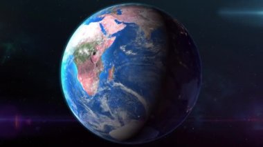 Uzaydan Mauritius adasına doğru zumluyor ve Hint Okyanusu 'ndaki tropik bir adanın üzerinden sorunsuz bir şekilde insansız hava aracına dönüşüyor. Dinlen ve yemek ye. Adadaki uzaydan görünüm.