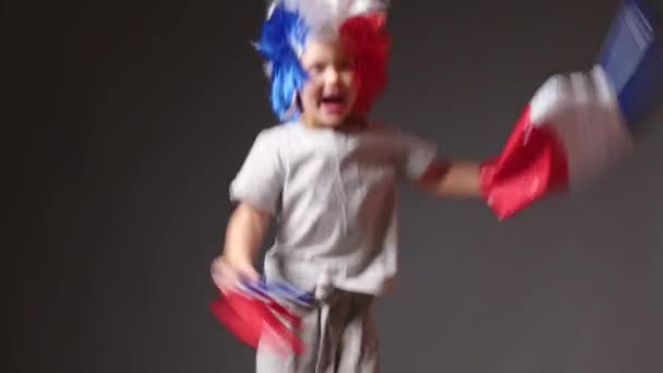Young Girl Mohawk His Head Color French Flag Supports His — 비디오