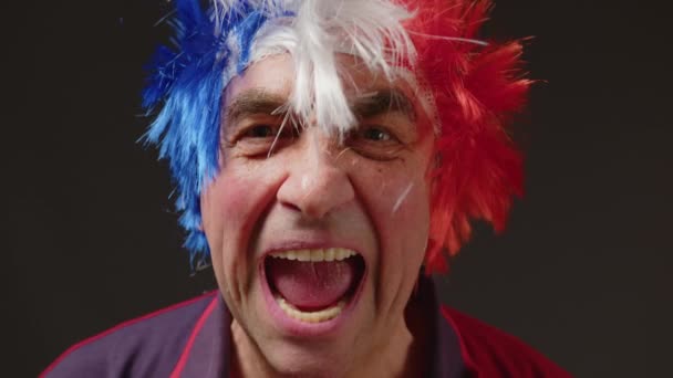 Elderly French Man Dyed Hair Color French Flag Mohawk His — 비디오