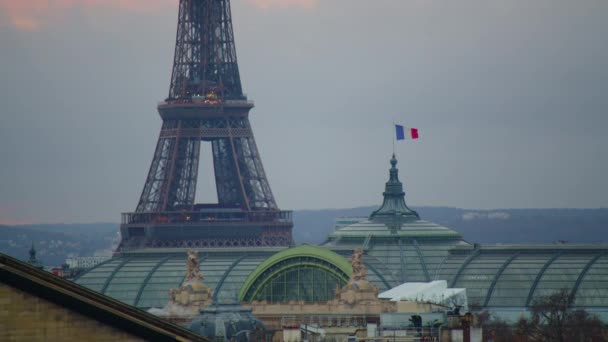 Міст Олександра Парижі Задньому Плані Башти Grand Palais Eiffel Париж — стокове відео