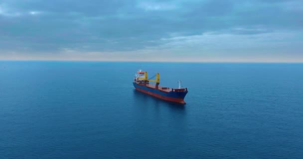 Big Ship Cruising Open Ocean Mediterranean Aegean Sea Aerial Drone — Stock video