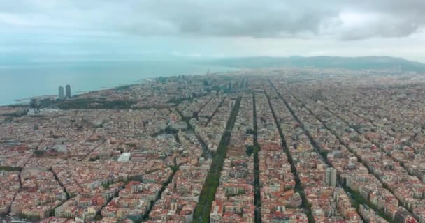 Aerial View Typical Buildings Barcelona Cityscape Eixample Residential Famous Urban — Stok video