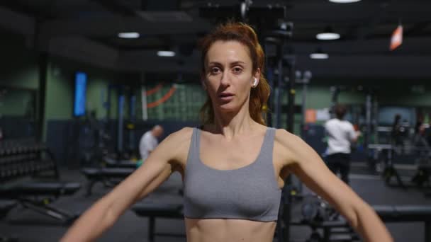 Attractive Middle Aged Woman Takes Care Health Beauty Her Body — Vídeo de Stock