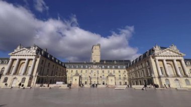 Dijon, France - February 06, 2023: Walk through the historic center of Dijon, the capital of Burgundy. Ancient knowledge and hotels of the Middle Ages have been preserved to this day. French culture.