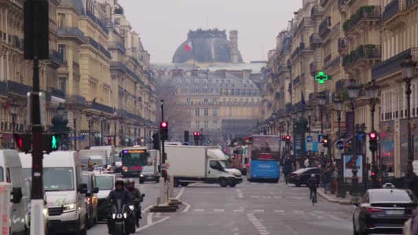Paris Frankreich Februar 2023 Die Wichtigste Französische Straße Paris Mit — Stockvideo