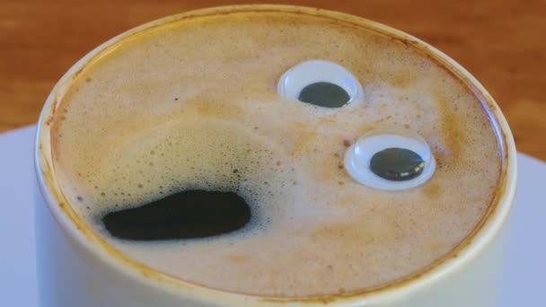Smiling Coffee Man Cup Fragrant Lively Coffee Eyes Mouth Human — Video