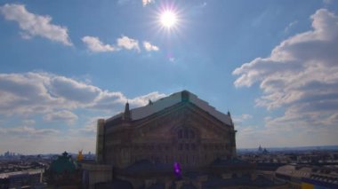 Timelapse of classic roof top view in the center of Paris. View from the observation deck of the gallery from the height, in a sunny day. High quality 4k footage