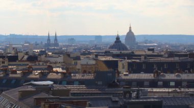 Roofs of houses in Paris view from Montmartre hill. Center of paris from the highest point of the city. Cityscape from above. High quality 4k footage