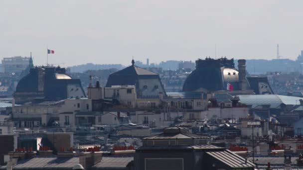 Roofs Houses Paris View Montmartre Hill Center Paris Highest Point — стоковое видео