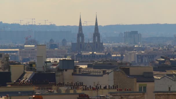 Roofs Houses Paris View Montmartre Hill Center Paris Highest Point — Video Stock