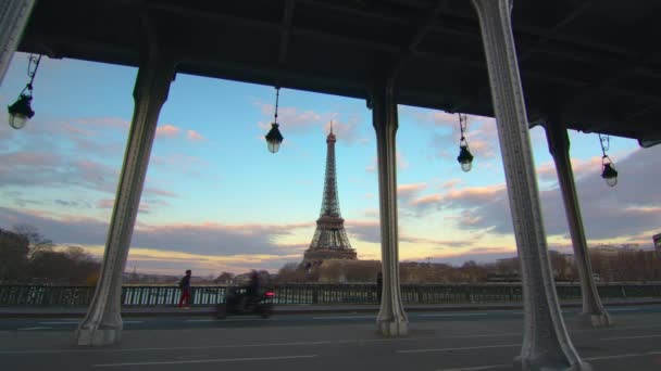 Famous Bridge River Seine One Most Popular Attractions Paris Old — Stok video