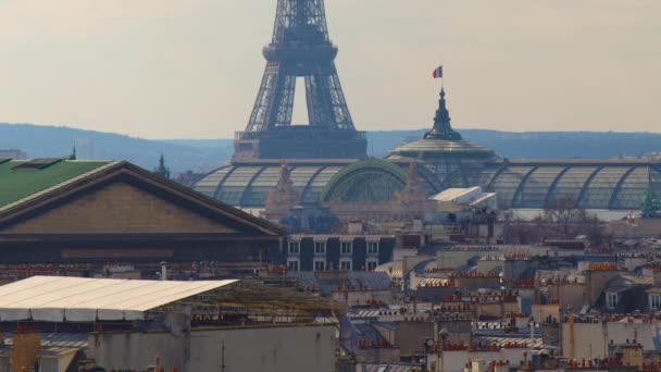 Крыши Домов Париже Холма Монмартр Центр Парижа Самой Высокой Точки — стоковое видео