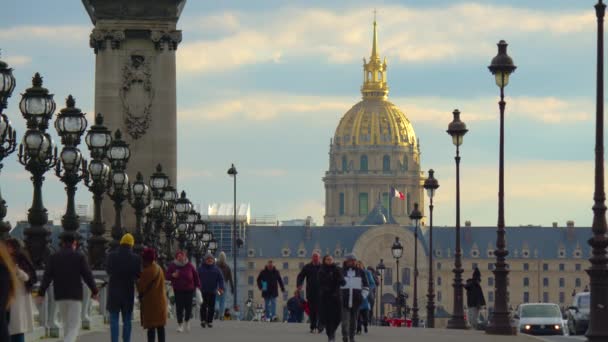 Paris Frankreich Februar 2023 Goldene Kuppel Des Hotel Des Invalides — Stockvideo
