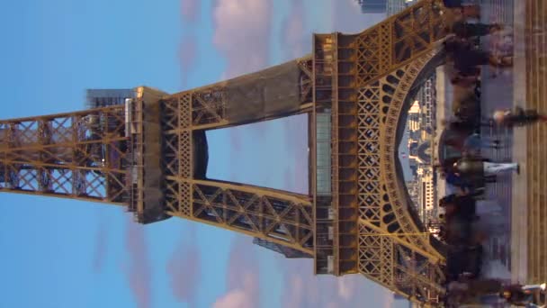 Vertikální Video Slavný Náměstí Trocadero Eiffelovou Věží Pozadí Časové Prodlevy — Stock video