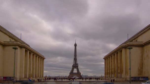 Famous Square Trocadero Eiffel Tower Background Time Lapse Trocadero Eiffel — Stock Video