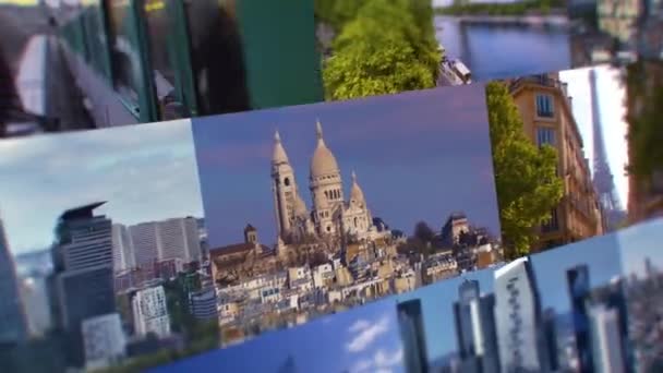 Время Коллажа Парижа Истекло Снимки Воздуха Франции Собрание Кадров Самыми — стоковое видео