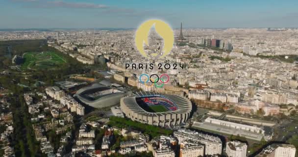 Paris Frankreich April 2023 Das Logo Der Olympischen Spiele 2024 — Stockvideo