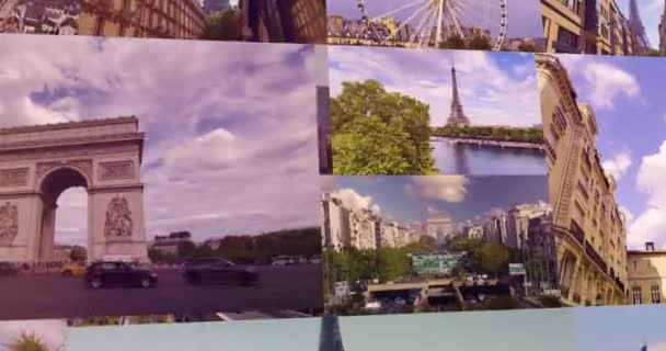 Paris Frankreich April 2023 Collage Aus Zeitraffer Und Luftaufnahme Auf — Stockvideo