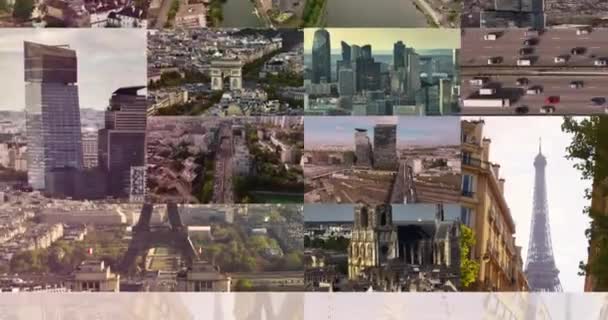 Multi Screen Colgrage Paris Time Lapse Aerial View France 교구의 — 비디오