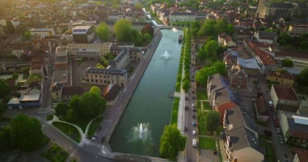Drone Vista Dell Antica Bella Città Medievale Francese Troyes Con — Video Stock